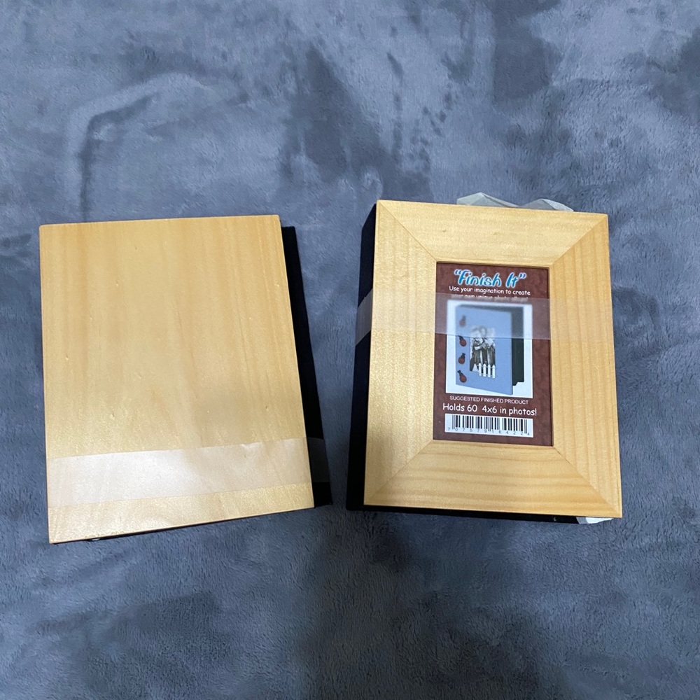 2 wooden front photo albums